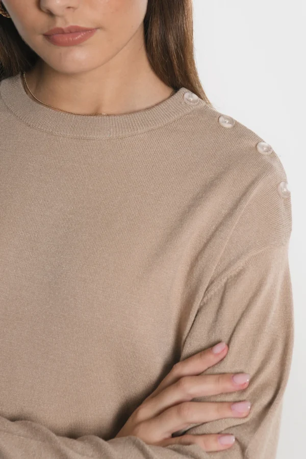 KOOKAÏ PULL BOUTONNE NOLWENN Camel Store