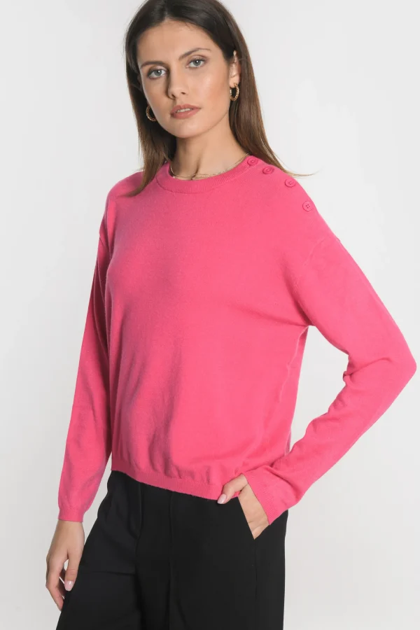 KOOKAÏ PULL BOUTONNE NOLWENN Fuschia Store