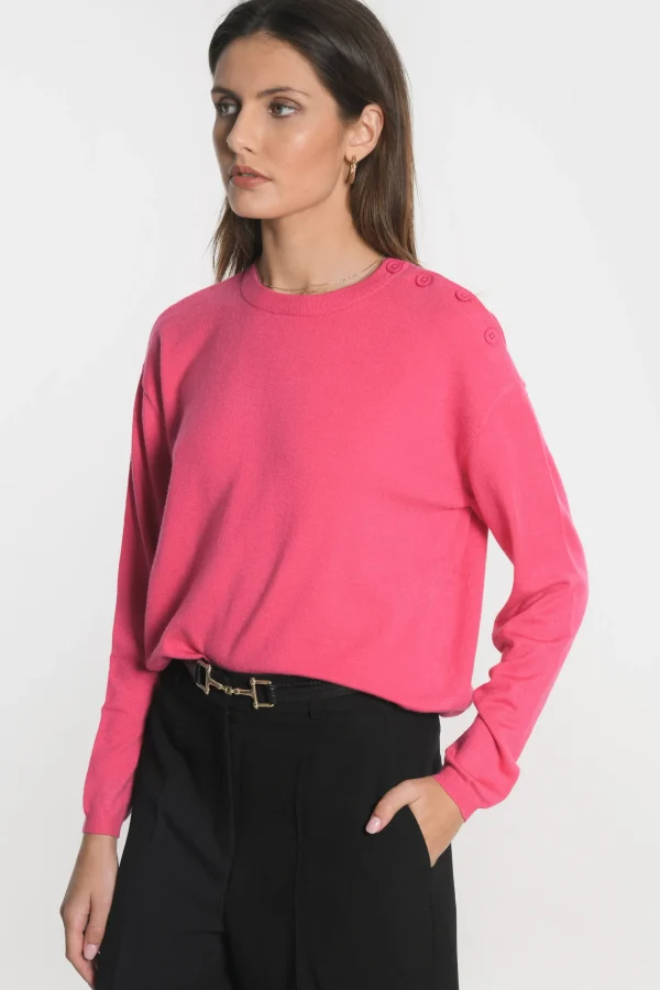 KOOKAÏ PULL BOUTONNE NOLWENN Fuschia Store