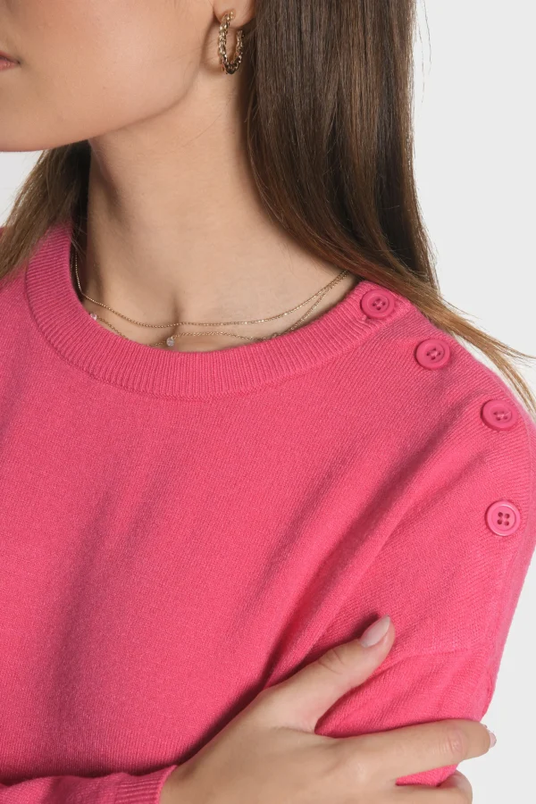 KOOKAÏ PULL BOUTONNE NOLWENN Fuschia Store