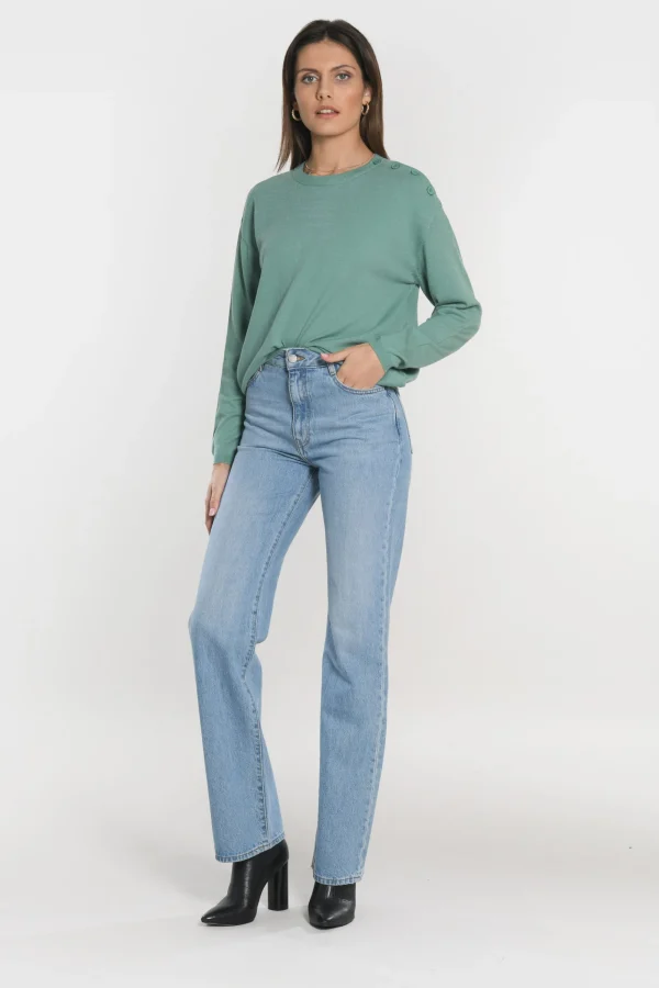 KOOKAÏ PULL BOUTONNE NOLWENN NEPTUNE GREEN Neptunegreen Discount