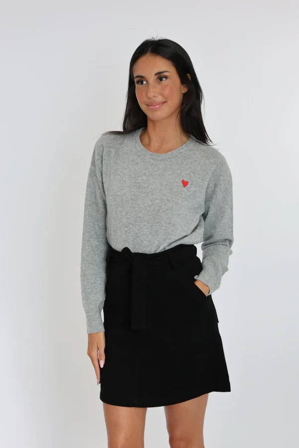 KOOKAÏ PULL COEUR ANITA GRIS CHINÉ Grischine Shop