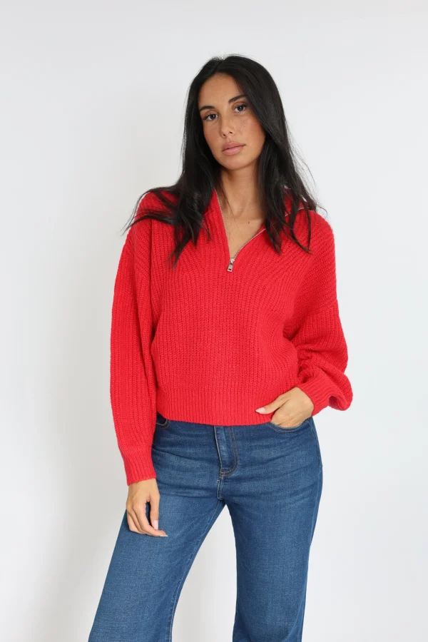 KOOKAÏ PULL COL CAMIONNEUR MINA Rouge Cheap