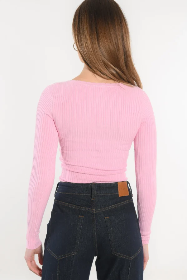 KOOKAÏ PULL COL CARRE - ELISABETH - Rose Best