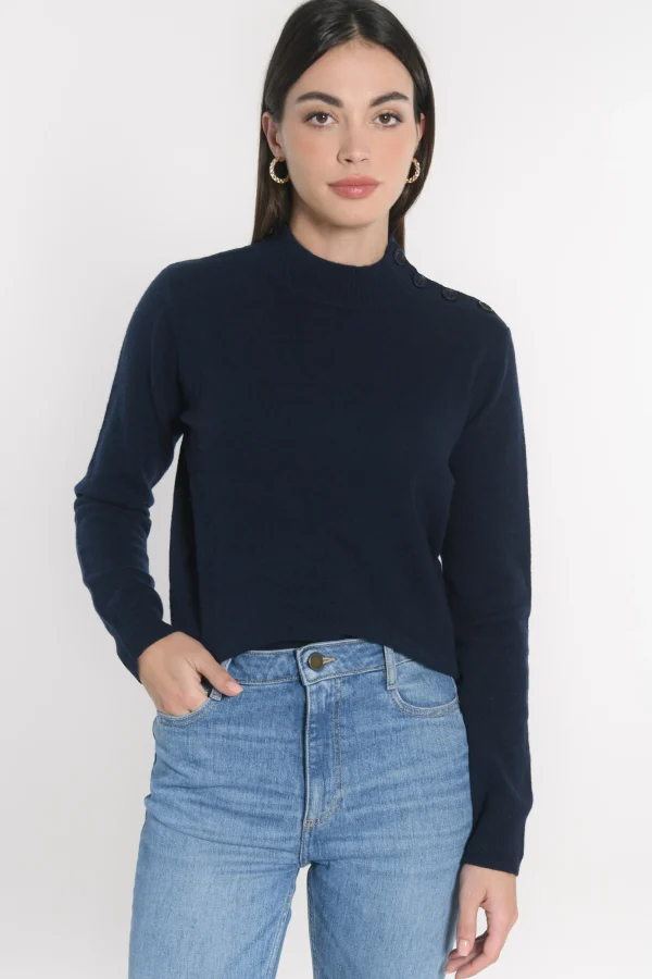 KOOKAÏ PULL COL CHEMINÉE ANITA Navy Discount