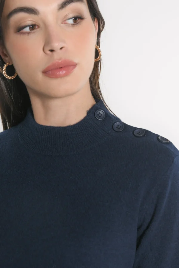 KOOKAÏ PULL COL CHEMINÉE ANITA Navy Discount