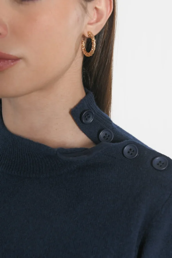 KOOKAÏ PULL COL CHEMINÉE ANITA Navy Discount