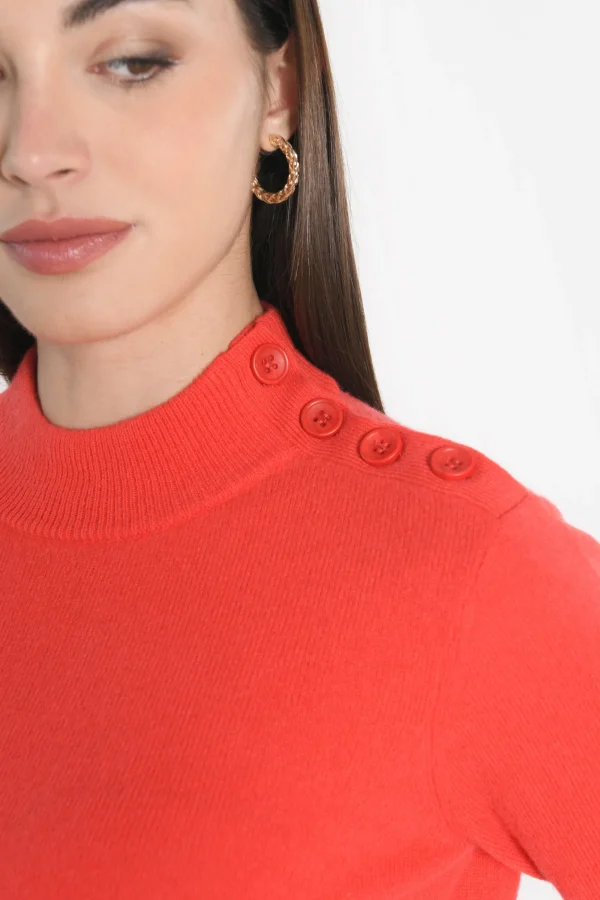 KOOKAÏ PULL COL CHEMINÉE ANITA ROUGE MARION Rougemarion Clearance