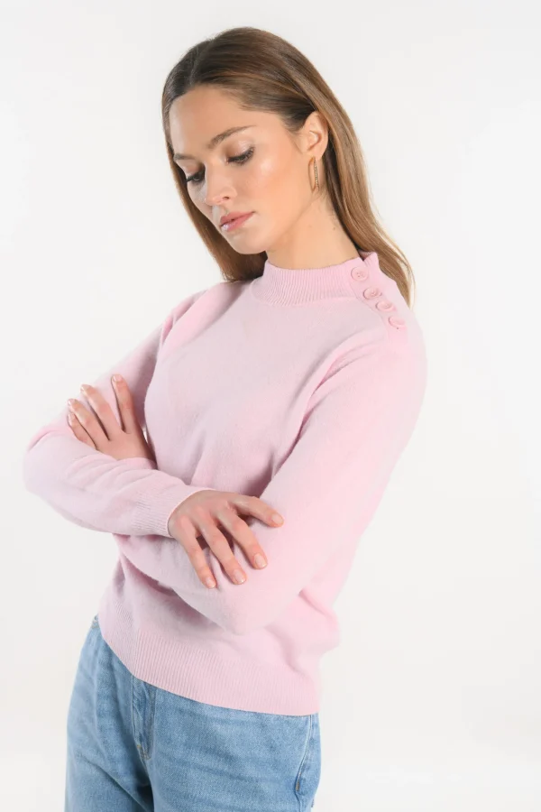 KOOKAÏ PULL COL CHEMINEE - ANITA - ROSE PALE Rosepale Clearance