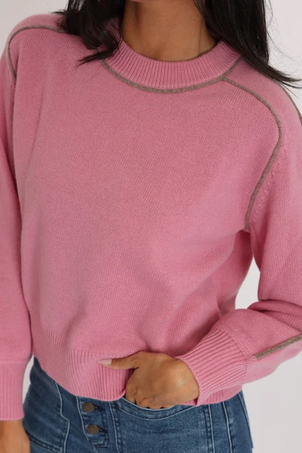 KOOKAÏ PULL COL ROND GABBY ROSE/BEIGE CHINÉ Rose/beigechine Flash Sale