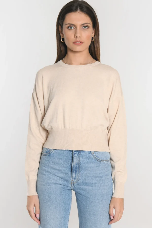 KOOKAÏ PULL COL ROND NOLWENN BEIGE CHINE Beigechine Discount