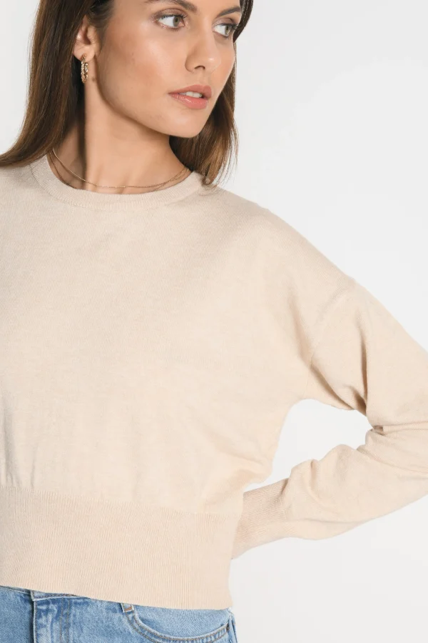 KOOKAÏ PULL COL ROND NOLWENN BEIGE CHINE Beigechine Discount