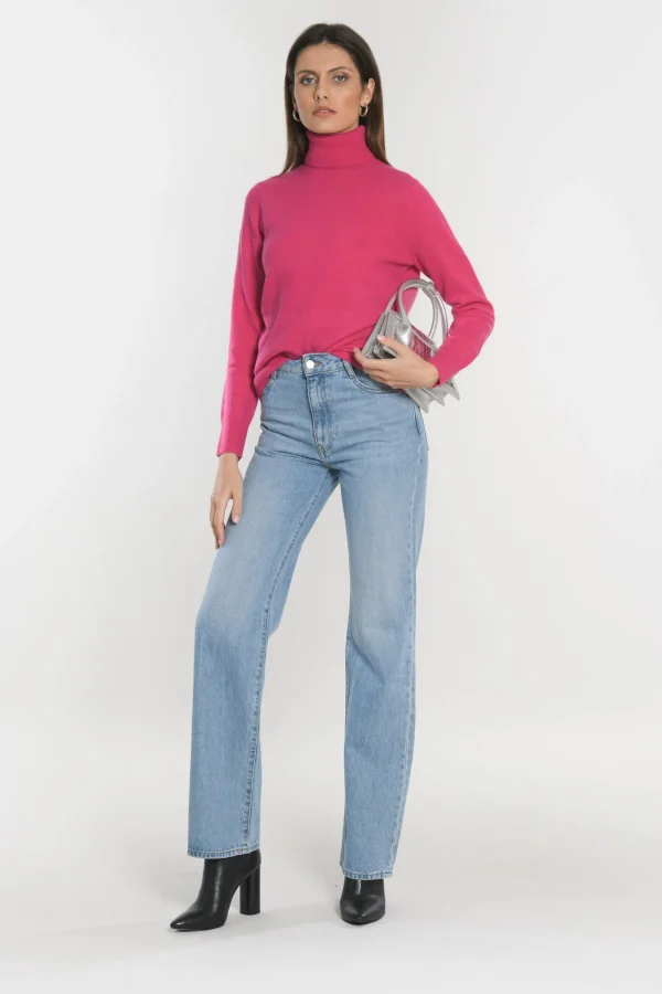 KOOKAÏ PULL COL ROULÉ ANITA Fuschia Best Sale