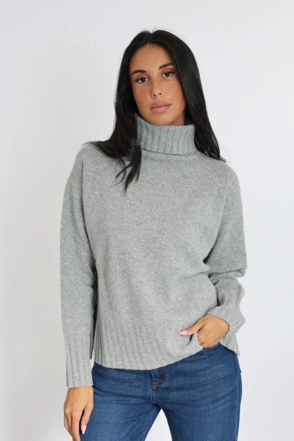 KOOKAÏ PULL COL ROULÉ CELINA GRIS CHINÉ Grischine Sale