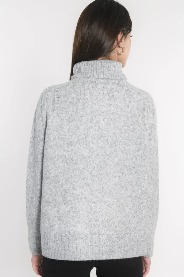 KOOKAÏ PULL COL ROULÉ JOANA GRIS CHINÉ Grischine Outlet