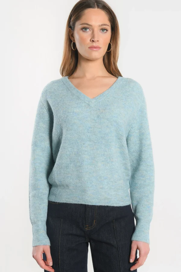 KOOKAÏ PULL COL V - DANNA - Ciel Sale