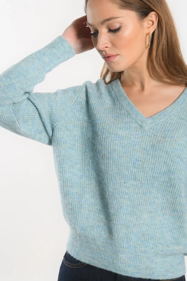 KOOKAÏ PULL COL V - DANNA - Ciel Sale