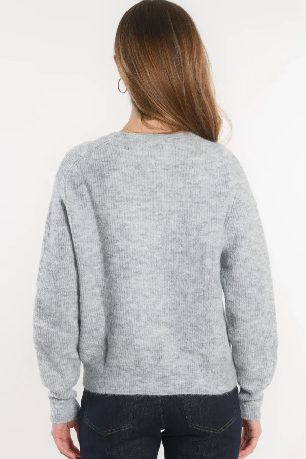 KOOKAÏ PULL COL V - DANNA - GRIS CHINE Grischine Best Sale