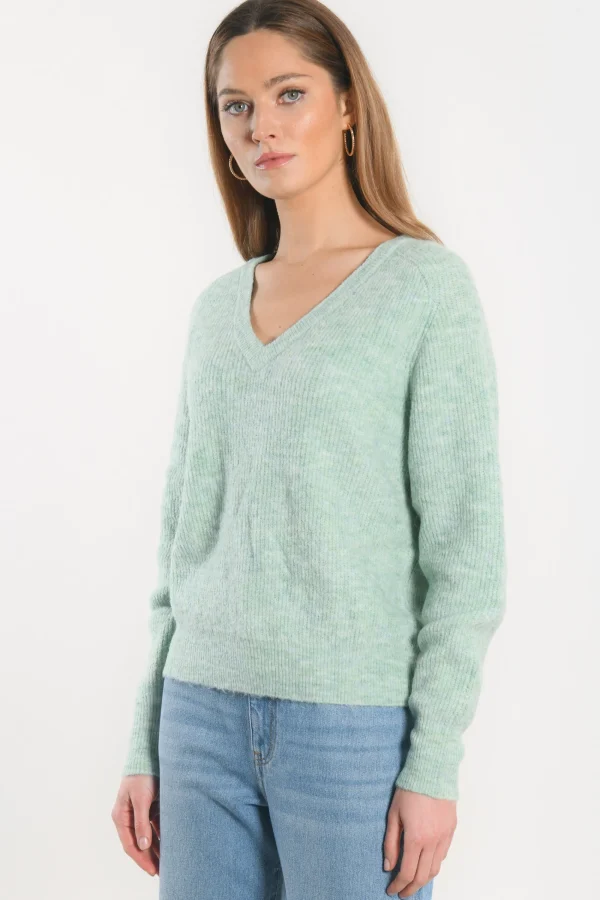 KOOKAÏ PULL COL V - DANNA - VERT AMANDE Vertamande Clearance
