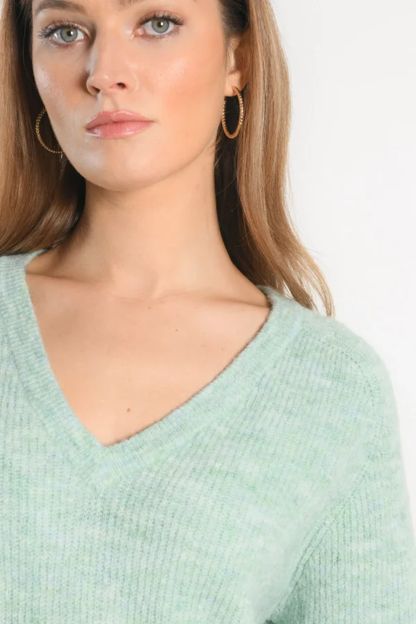 KOOKAÏ PULL COL V - DANNA - VERT AMANDE Vertamande Clearance