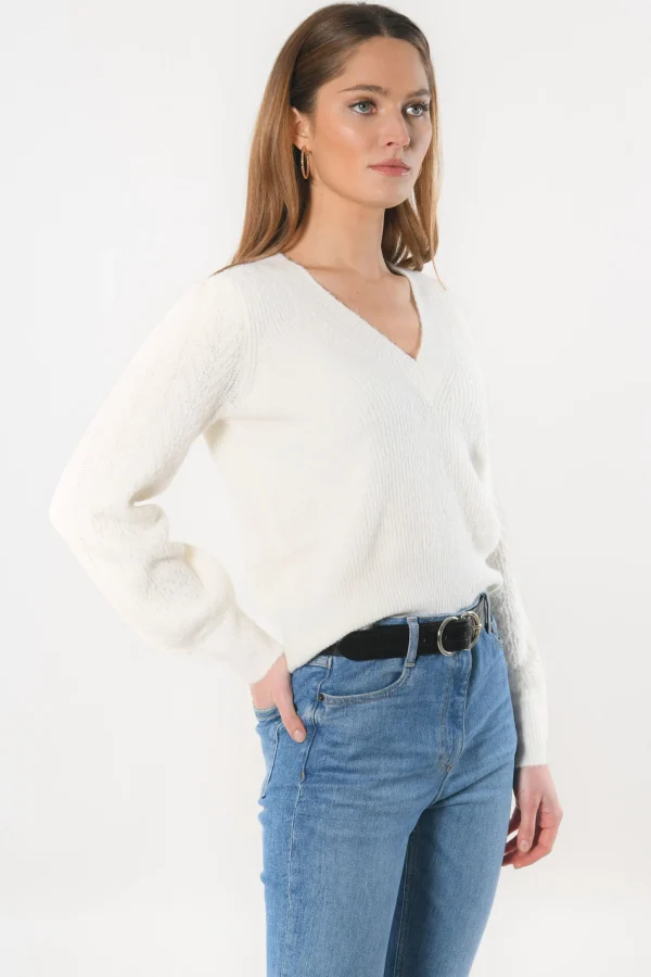 KOOKAÏ PULL COL V - DAYANA - Ecru New