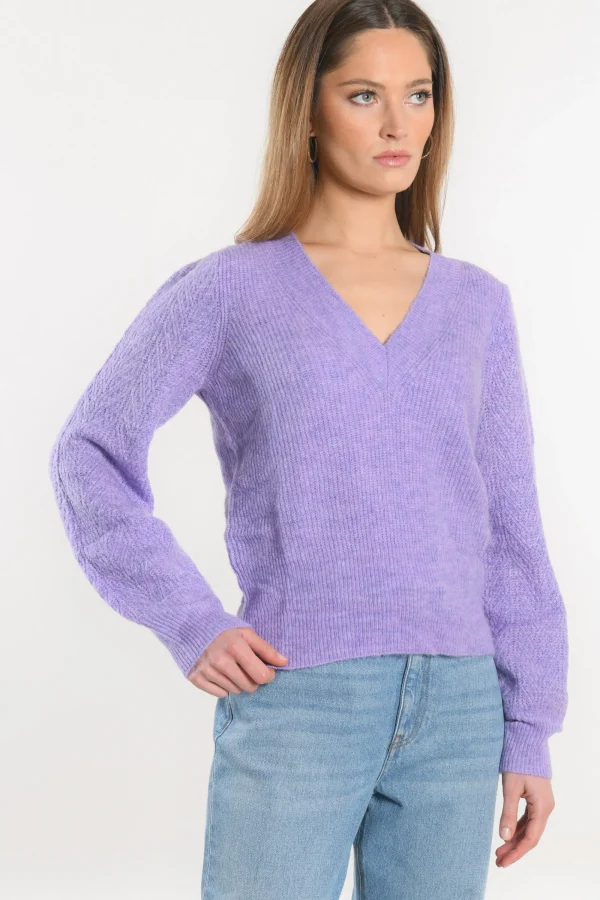 KOOKAÏ PULL COL V - DAYANA - Lilas Discount