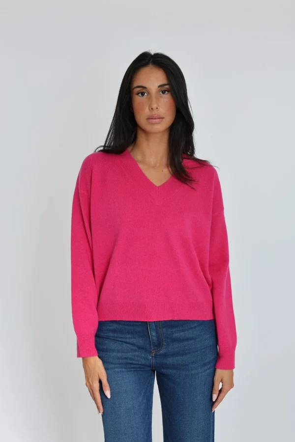 KOOKAÏ PULL COL V ANITA Fuschia Hot
