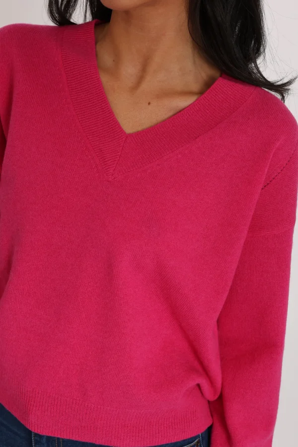 KOOKAÏ PULL COL V ANITA Fuschia Hot