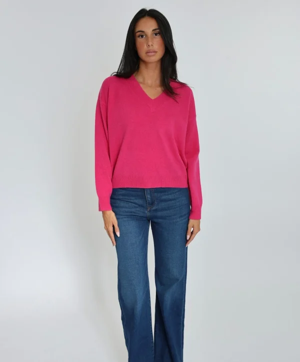 KOOKAÏ PULL COL V ANITA Fuschia Hot