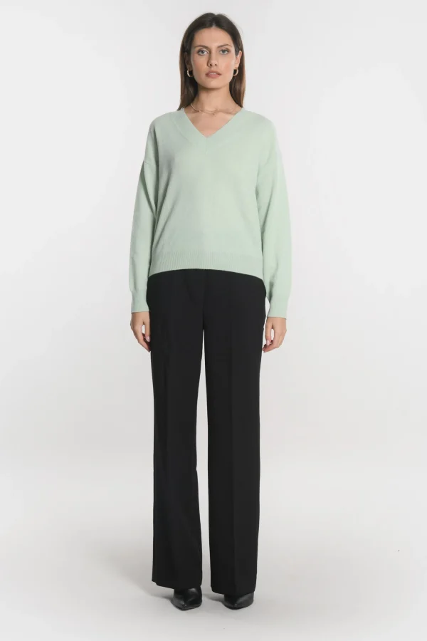 KOOKAÏ PULL COL V ANITA VERT AMANDE Vertamande Best Sale