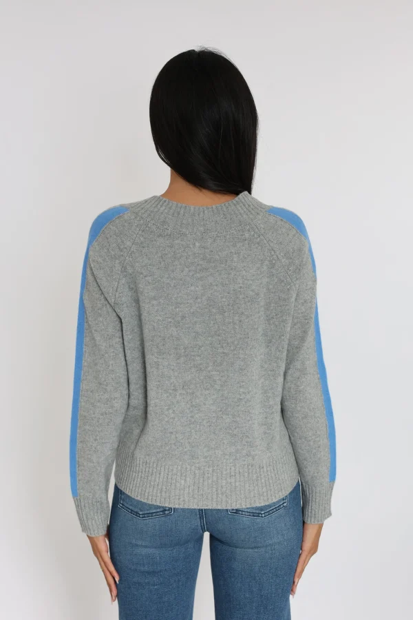 KOOKAÏ PULL COL V ASTRID GRIS CHINÉ/BLUE Grischine/blue Cheap