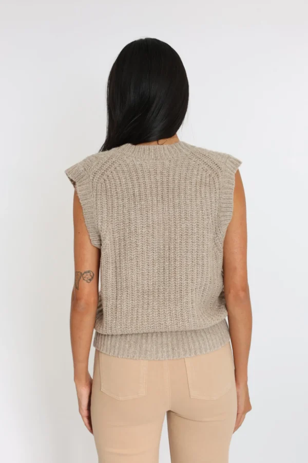 KOOKAÏ PULL COL V LANA BEIGE CHINÉ Beigechine Online