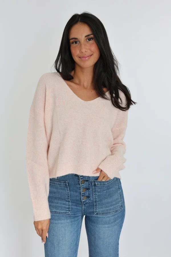 KOOKAÏ PULL COL V LIZA ROSE PALE Rosepale Store