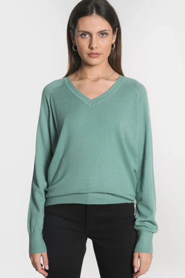 KOOKAÏ PULL COL V NOLWEEN Green Store