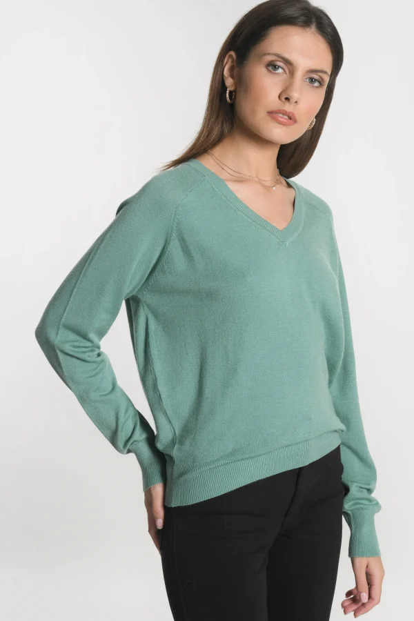 KOOKAÏ PULL COL V NOLWEEN Green Store