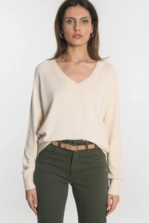 KOOKAÏ PULL COL V NOLWENN Ecru Best