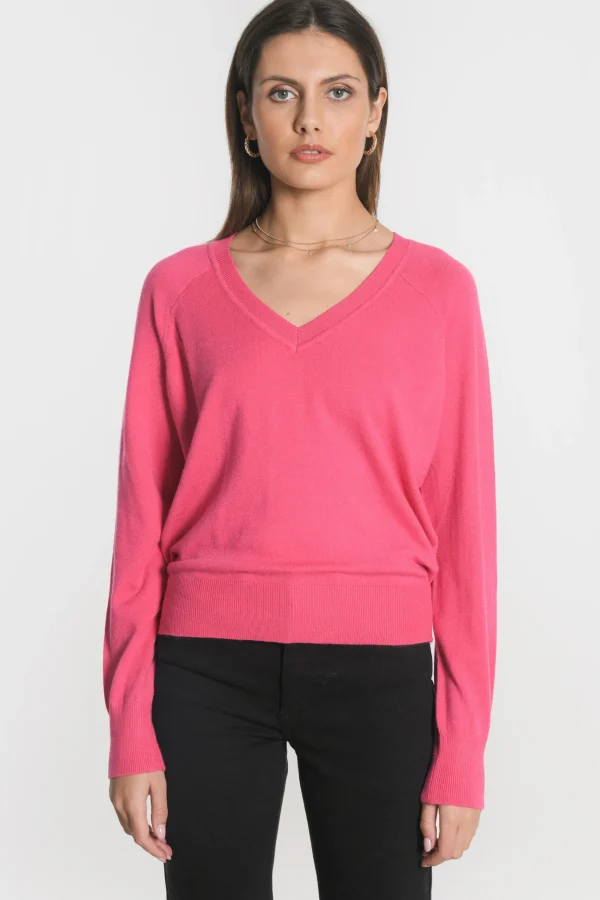 KOOKAÏ PULL COL V NOLWENN Fuschia Online