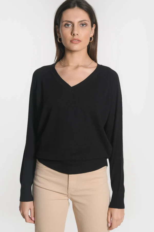KOOKAÏ PULL COL V NOLWENN Noir Discount