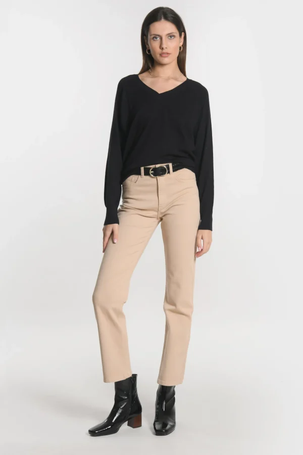 KOOKAÏ PULL COL V NOLWENN Noir Discount