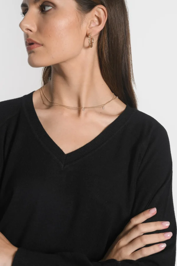 KOOKAÏ PULL COL V NOLWENN Noir Discount