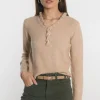 KOOKAÏ PULL COL V SANDRINE Camel Flash Sale