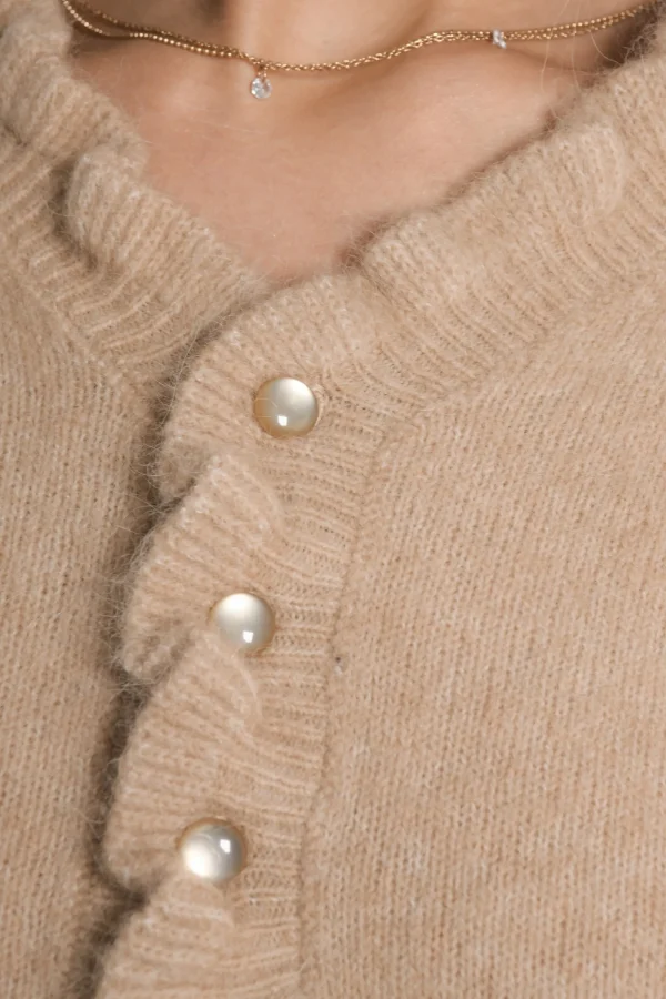 KOOKAÏ PULL COL V SANDRINE Camel Flash Sale