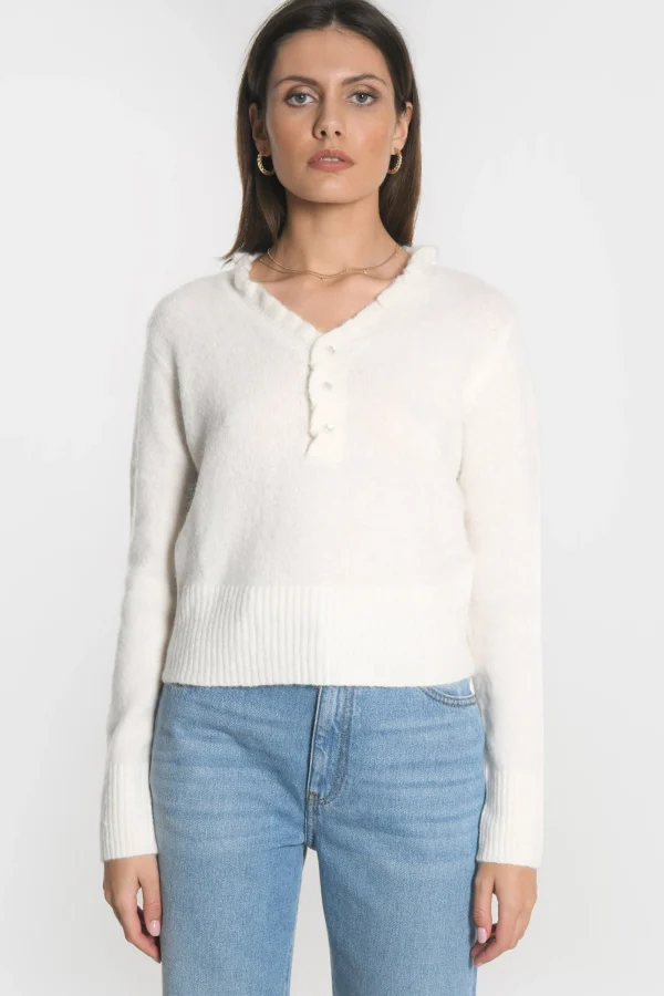 KOOKAÏ PULL COL V SANDRINE Ecru Sale