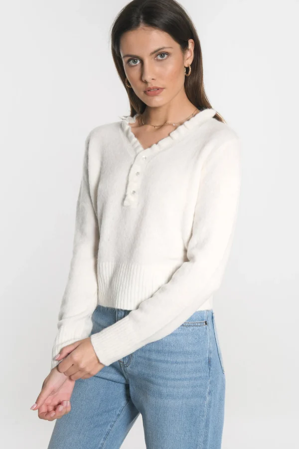 KOOKAÏ PULL COL V SANDRINE Ecru Sale