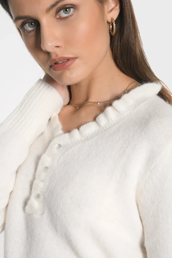 KOOKAÏ PULL COL V SANDRINE Ecru Sale