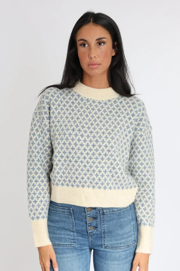 KOOKAÏ PULL JACQUARD ALICE Beige/bleu Sale