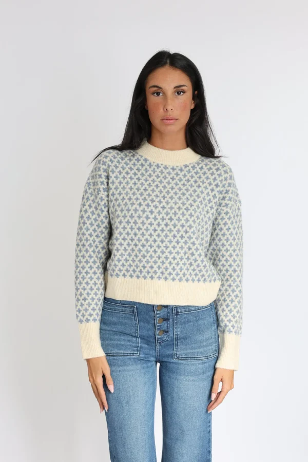 KOOKAÏ PULL JACQUARD ALICE Beige/bleu Sale