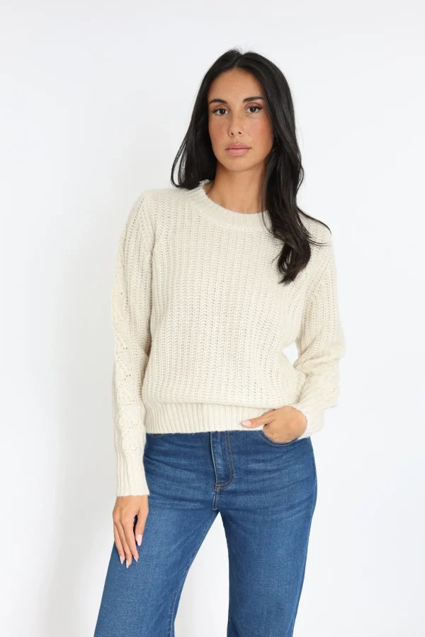 KOOKAÏ PULL LANA COL ROND ÉCRU Ecru Fashion