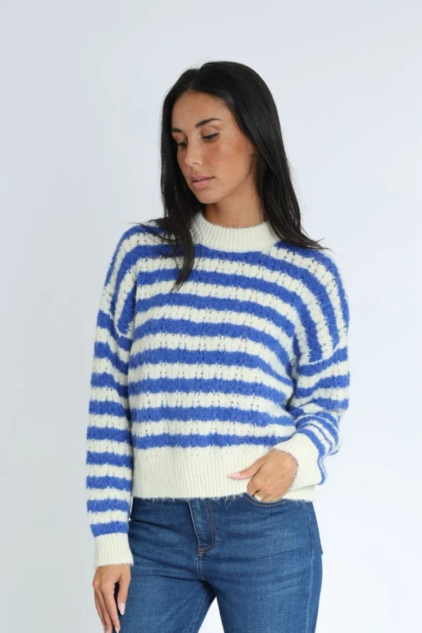 KOOKAÏ PULL RAYÉ CENDY ÉCRU/BLEU Ecru/bleu Shop