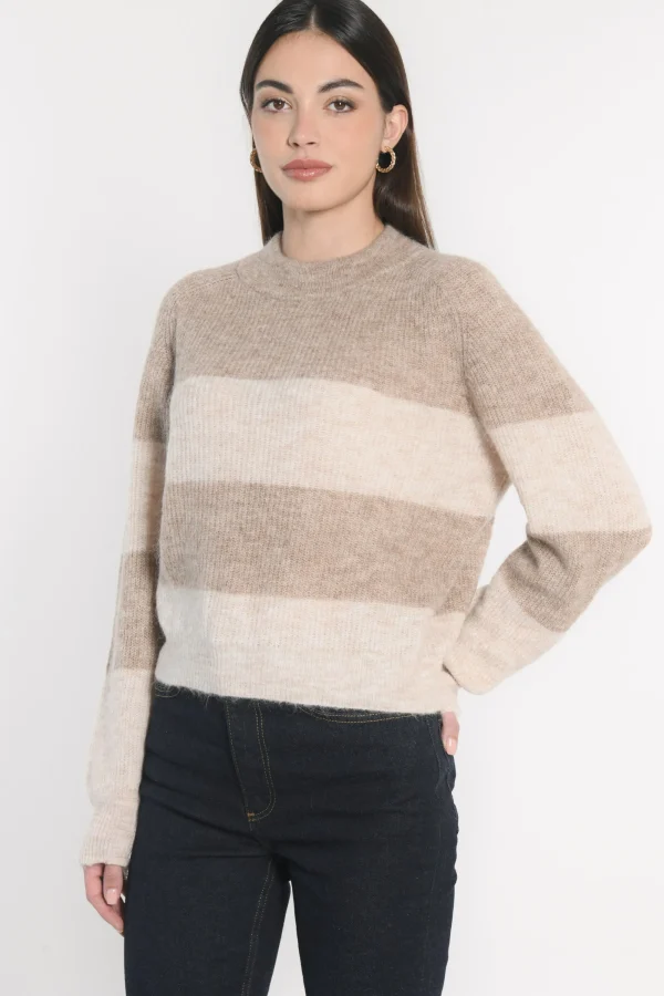 KOOKAÏ PULL RAYÉ COLETTE BROWN/BEIGE CHINÉ Brown/beigechine Best Sale